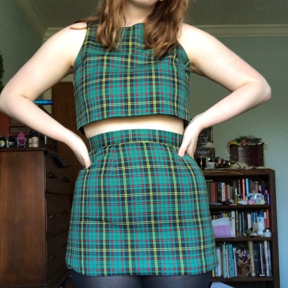 Dolls Kill Dresses & Skirts - Green Plaid Co-Ord Two Piece Skirt Set!